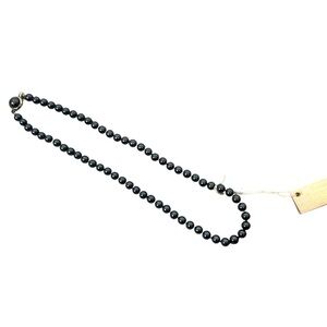 Vintage Spanish Mallorca Black Glass Pearl Necklace Original Tags